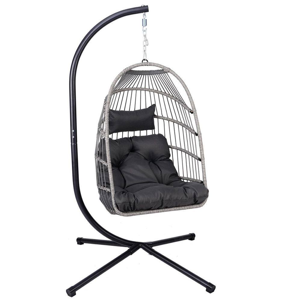 Outdoor 1-Person Black & Gray Wicker Patio Swing with Stand price history on PriceWatchPro