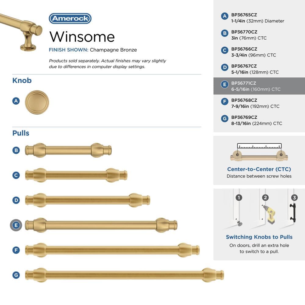 Champagne Bronze Modern Cabinet Drawer Pull with Mounting Hardware
