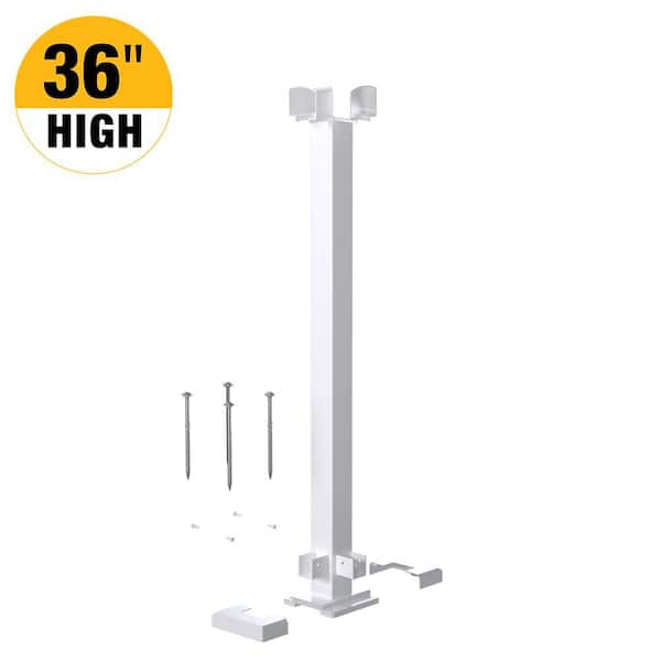 PEAK Aluminum Railing 36 in. H x 4-11/16 in. W White Aluminum Deck Railing Corner Post Kit