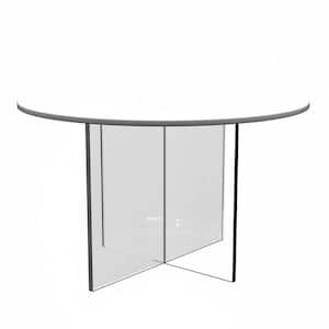 Valore Series Modern Side Table with 28" Round MDF Top and Sturdy Acrylic Cross Base in White