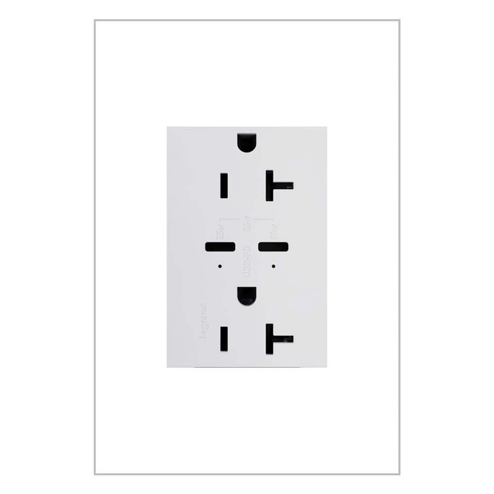 adorne 20A Tamper-Resistant Ultra-Fast Plus 65W Power Delivery USB Type-C/C Duplex Outlet, White price history on PriceWatchPro