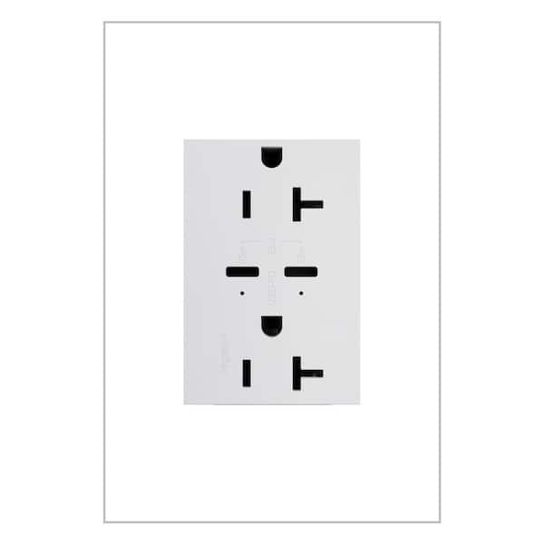 adorne 20A Tamper-Resistant Ultra-Fast Plus 65W Power Delivery USB Type-C/C Duplex Outlet, White
