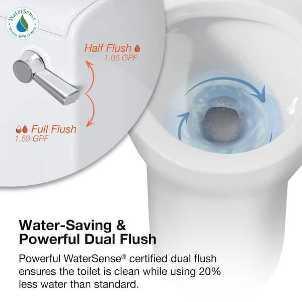 Glacier Bay 2-piece 1.1 GPF/1.6 GPF High Efficiency Dual Flush Complete  Elongated Toilet in White, Seat Included N2316 - The Home Depot