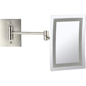 Glimmer 6.3 in. x 8.7 in. Wall Mounted LED 3x Rectangle Makeup Mirror in Satin Nickel Finish