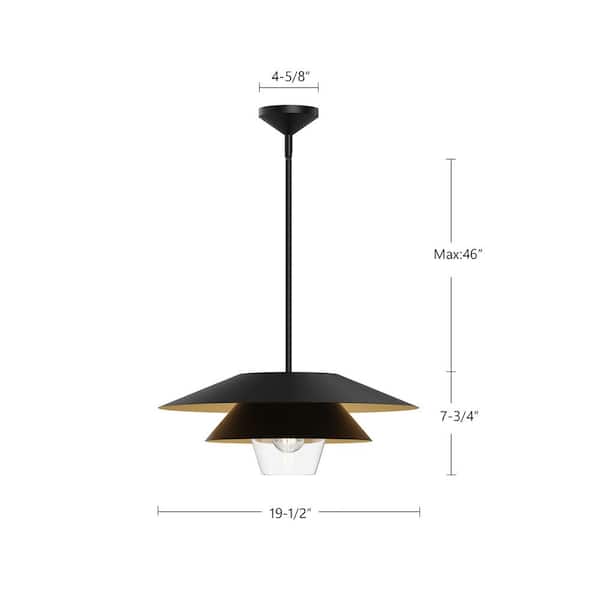 ALORA MOOD Tetsu 20 in. 1 Light 60-Watt Matte Black/Clear Glass