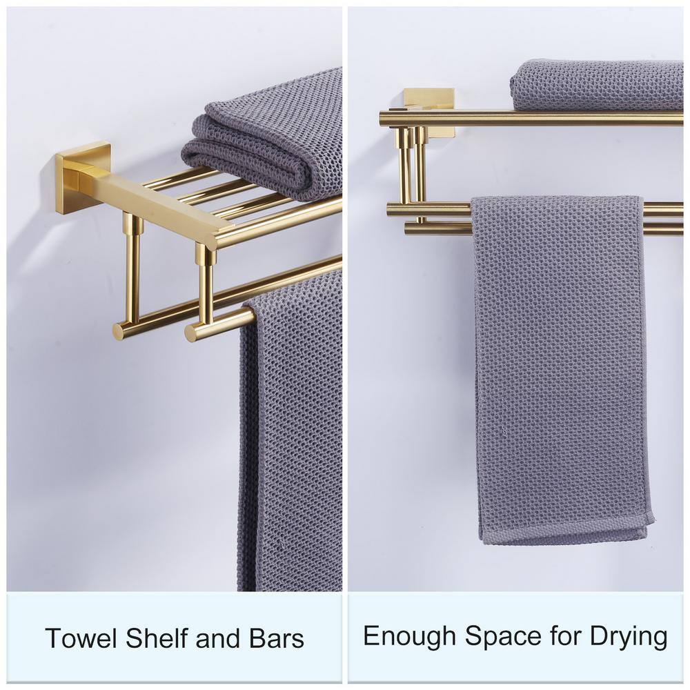 24-Inch Brushed Gold Stainless Steel Double Towel Bar