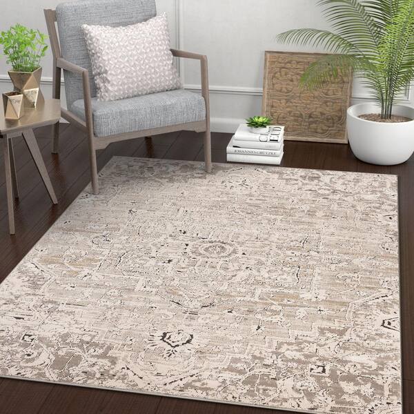 Well Woven Tikal Thea Ivory Grey, Solar System Rug 5×7