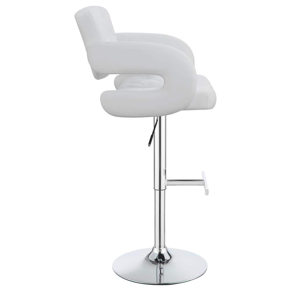 White Adjustable Swivel Bar Stool with Chrome Base