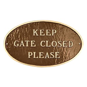 Keep Gate Closed Please Standard Oval Statement Plaque Oil Rubbed/Gold