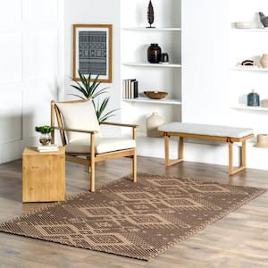 Leith Geometric Cotton-Blend Area Rug Natural 8' ft. x 10' ft. Area Rug