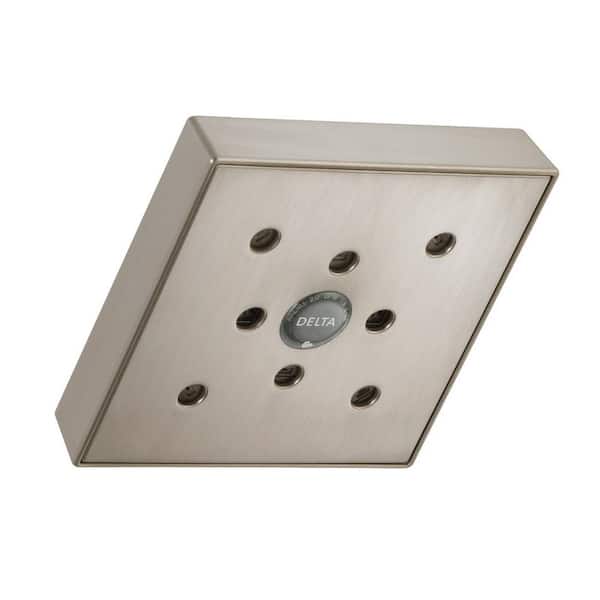 Delta 1-Spray Patterns 1.75 GPM 6 in. Wall Mount Fixed Shower Head with H2Okinetic in Lumicoat Stainless