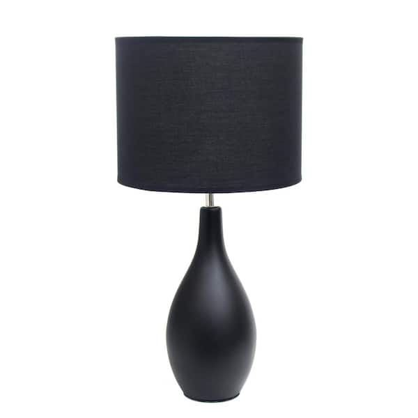 Creekwood home 18 .11 in. Black Traditional Standard Ceramic Dewdrop Table Desk Lamp with Matching Fabric Shade