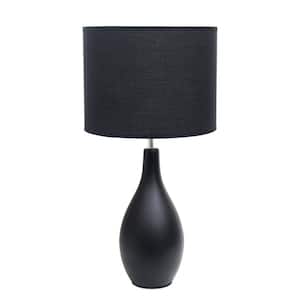 18 .11 in. Black Traditional Standard Ceramic Dewdrop Table Desk Lamp with Matching Fabric Shade