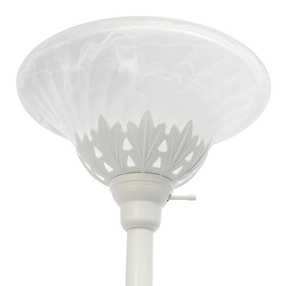 Elegant White Torchiere Floor Lamp with Adjustable Reading Lights