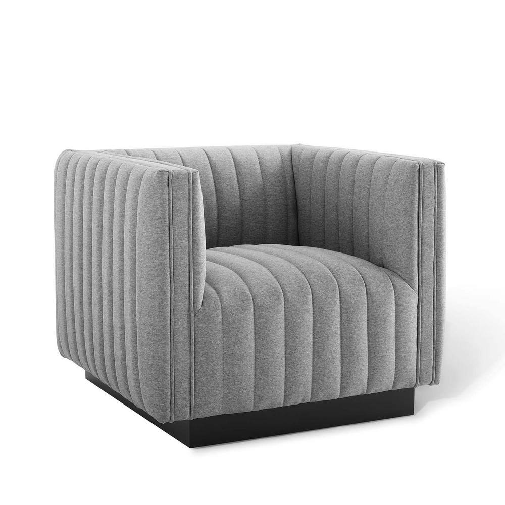Elegant Light Gray Velvet Wood Base Accent Chair