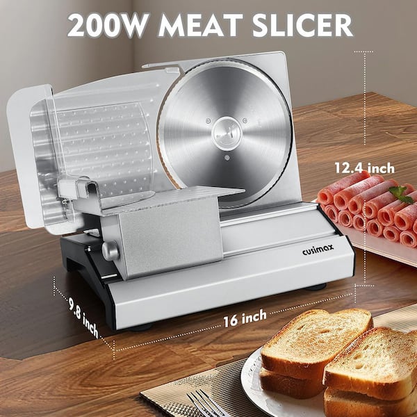 JEREMY CASS 200 W Silver Electric Deli Meat Slicer with 2
