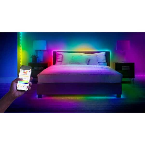 16.4 ft. Smart RGBWIC Dynamic Color Changing Dimmable Plug-In LED Strip Light Powered by Hubspace