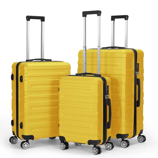 HIKOLAYAE Hikolayae Hardside Spinner Luggage Sets in Mustard Yellow, 3 Piece, TSA Lock