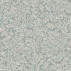 Ditsy Leaf Duck Egg Blue Removable Wallpaper Sample