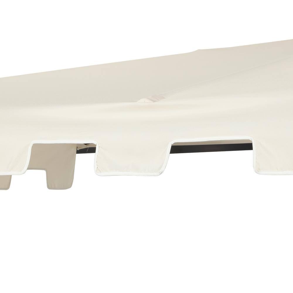Sidney Cream Aluminum Half Market Patio Umbrella with Crank