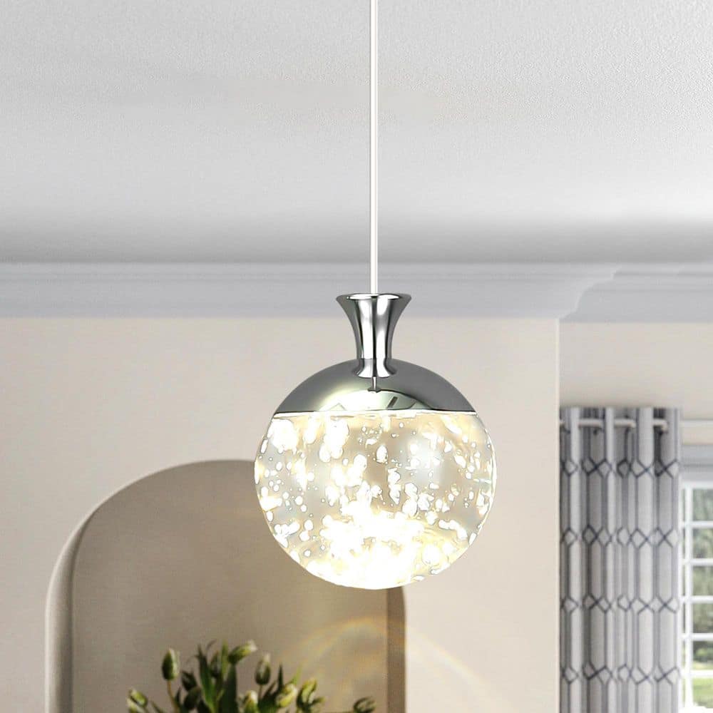 7-Watt 1 Light Chrome Modern Integrated LED Pendant Light with Clear Crystal Shade for Bedroom Dining Room Kitchen Study price history on PriceWatchPro