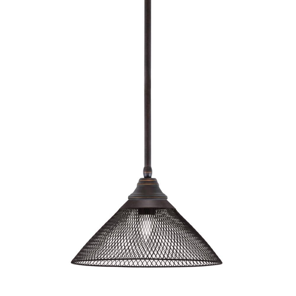 Sparta 100-Watt 1 Light Dark Granite Shaded Pendant Light with 14 in. Matte