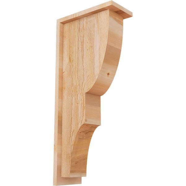 Ekena Millwork 6 in. x 12 in. x 28 in. Western Red Cedar Ridgewood Rough Sawn Corbel with Backplate