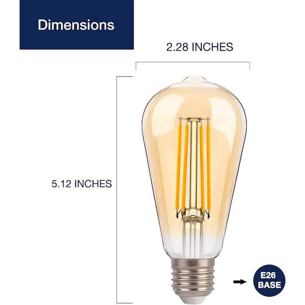 FLSNT Ampoule Edison E27 Équivalent 40W, ST58 Rétro LED à Filament