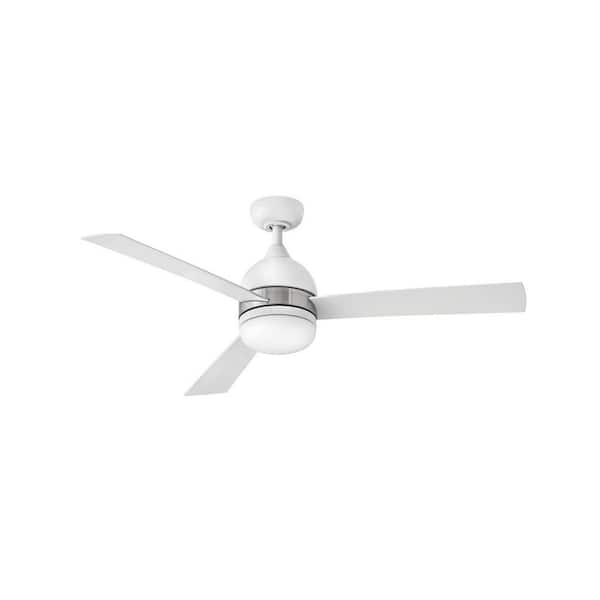 HINKLEY Verge 52 in. Integrated LED Indoor/Outdoor Matte White Ceiling Fan with Wall Switch