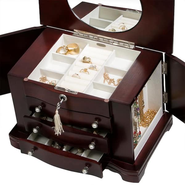 Mele & Co Rita Mahogany Finish Wooden Jewelry Box 0074511 - The