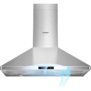 30 in. 450 CFM Convertible Ducted Wall Mounted Range Hood in Stainless Steel with Vent Baffle Filter, LED Light