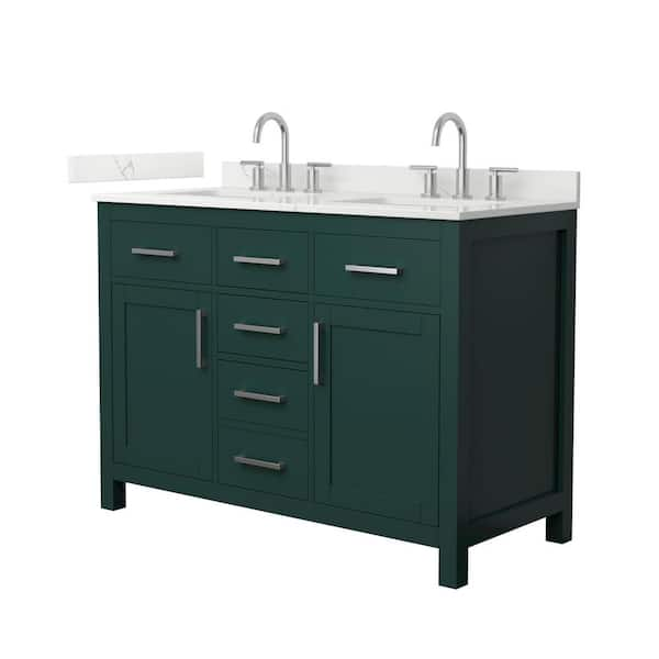 Beckett 48 in. Double Freestanding Green Bath Vanity with Giotto Quartz Top (Assembled)