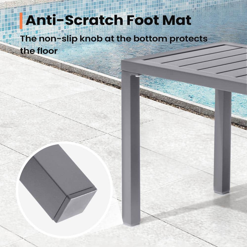 Pellebant Gray Aluminum Outdoor Patio Side Table