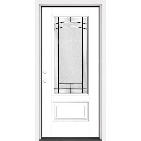 Masonite Performance Door System 36 in. x 80 in. 3/4-Lite Right-Hand Inswing Element White Smooth Fiberglass Prehung Front Door