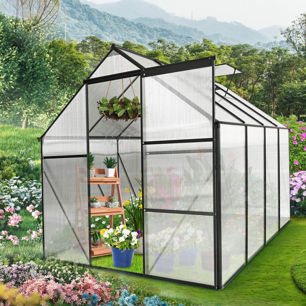 6x8ft Outdoor Aluminum Heavy Duty Polycarbonate Walk-In Greenhouse, Elevate