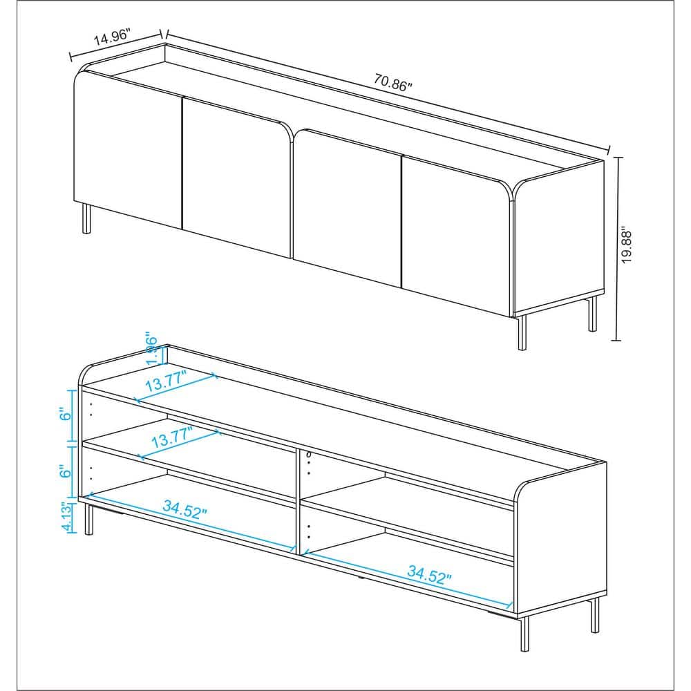 White Mid-Century Modern TV Stand and Cabinet Set