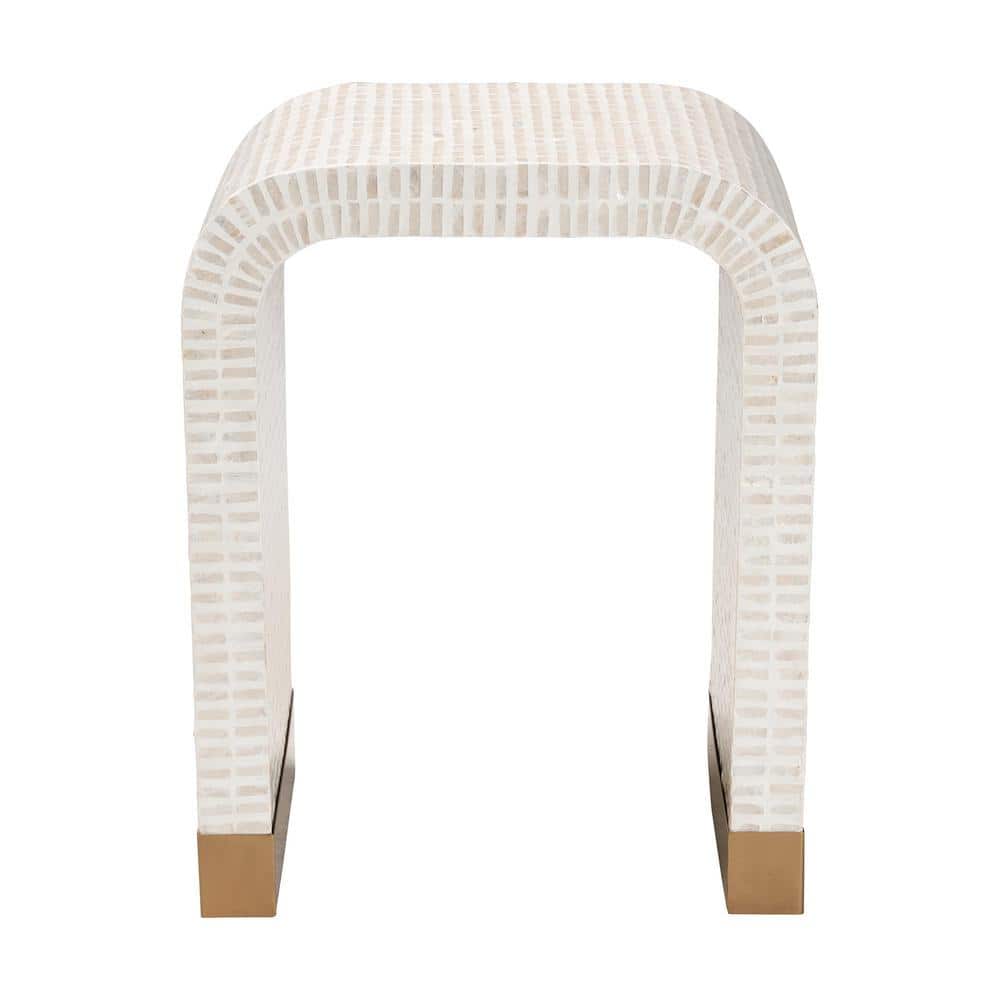 Carlyn 19.7 in. Beige Waterfall Specialty Capiz End Table - thumbnail 4
