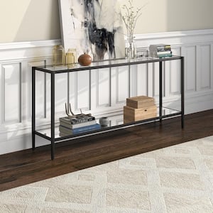 Hera 64 in. Brass Rectangle Glass Console Table