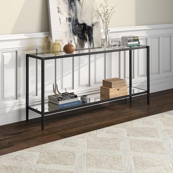 Meyer&Cross Hera 64 in. Brass Rectangle Glass Console Table