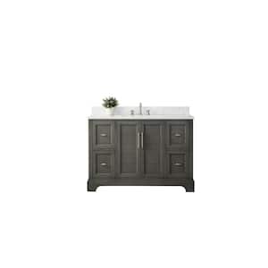 Chambery 48 in. W x 22 in. D x 34.5 in. H Bathroom Vanity in Silver Grey with Grey and White Quartz Top