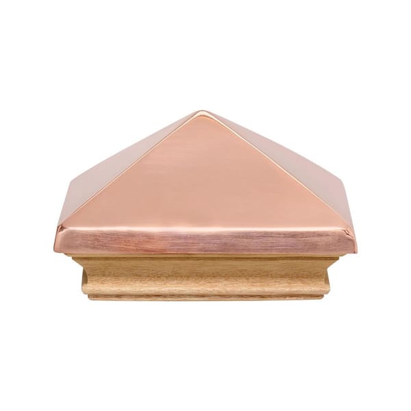 Protectyte Miterless 4 in. x 4 in. Untreated Wood Flat Slip Over Fence Post Cap with Copper Pyramid