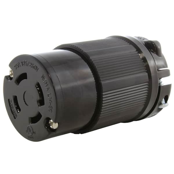 NEMA L14-30R 30A 125/250V 4-Prong Locking Female Connector in Black with UL C-UL Listing