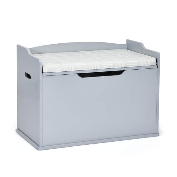 Kids Toy Box Wooden Flip-top Storage Chest Bench with Cushion Safety Hinge