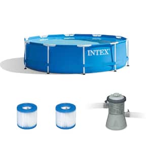 10 ft. Round 2.5 ft. Deep Pool Above Ground Hard Side + Filter Cartridge (2-Pack) + Filter Pump, 49 lbs. Product Weight
