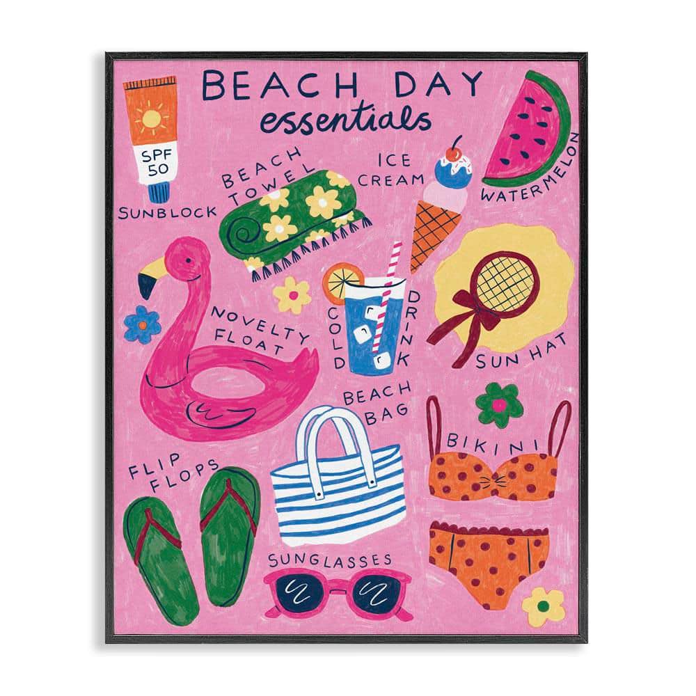 Beach Day Essentials by Lisa Barlow Black Framed Coastal Giclee Art Print 30 in. x 24 in. price history on PriceWatchPro