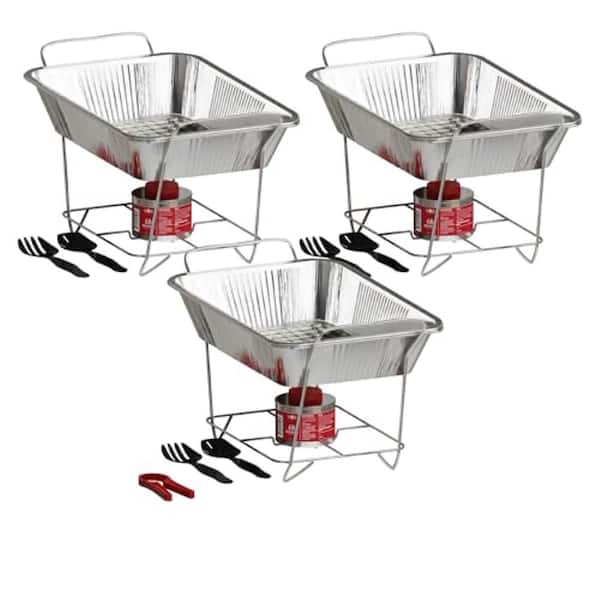 ALPHA Living 2.5 Qt. Half Size Pans Disposable Aluminum Chafing Dishes Buffet Set of 3