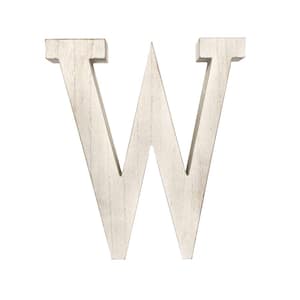 Large 15.75 in. Tall Distressed White Wash Decorative Monogram Wood Letter (W)