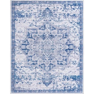 Renaissance Roma Gray Blue 10 ft. 6 in. x 13 ft. Machine Washable Area Rug