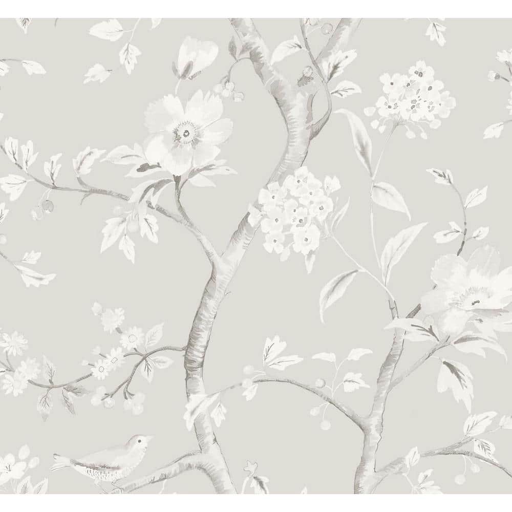 Metallic Silver Fog Floral Removable Wallpaper Roll