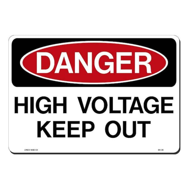 14 in. x 10 in. Danger High Voltage Sign Printed on More Durable, Thicker, Longer Lasting Styrene Plastic